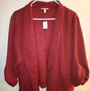 Maurices burgundy blazer 3/4 ruched sleeves xxl 2xl 2x NWT